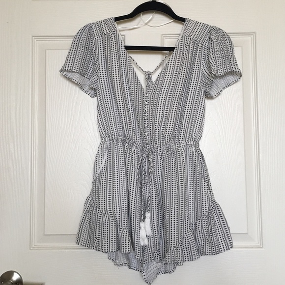 Target Pants - Target Needle work black and white flutter romper